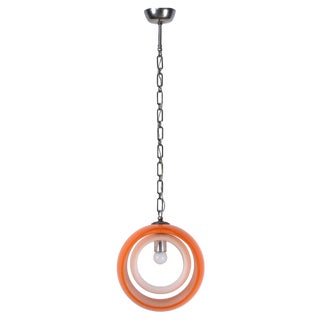 Orange Murano Glass Eclipse Pendant attributed to Carlo Nason for Mazzega, Italy, 1960s For Sale