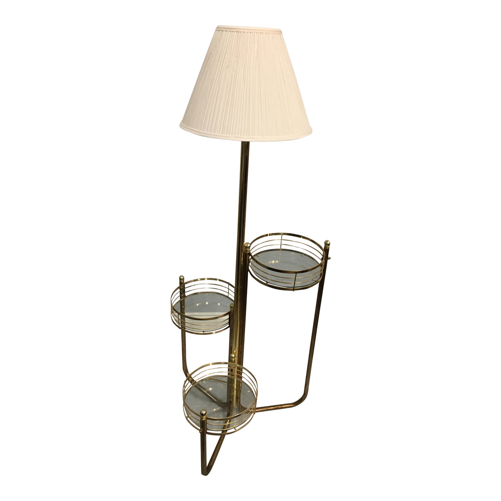 Vintage 1980s Brass Glass Three Tier Plant Stand Floor Lamp Chairish