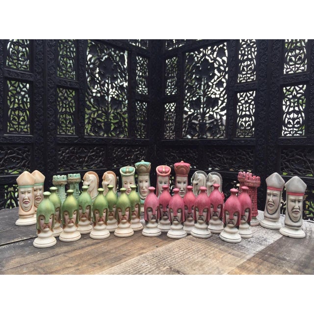 Vintage Hand-Painted Ceramic Duncan Mold Chess Set | Chairish We love the minimalist look of the pieces in this chess set from ceramic sense.