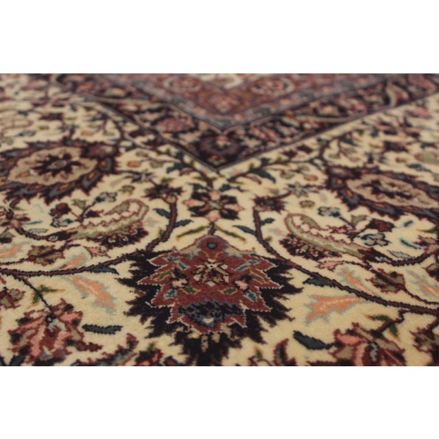 1980s Shabby Chic Ivory Fine Handmade Rug 9.2x12 For Sale - Image 5 of 9