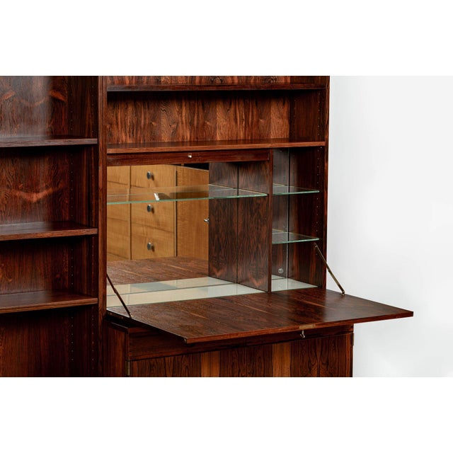 Brown Mid-Century Swedish Rosewood Bookcase Dropdown Wall Unit by Bertil Fridhagen for Bodafors, 1960s For Sale - Image 8 of 18