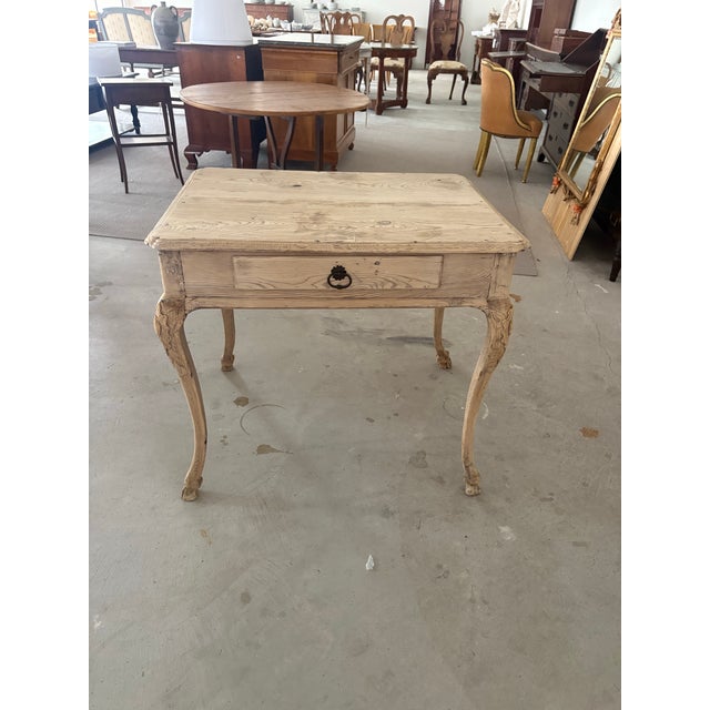 French Provincial 18th Century French Provincial Bleached Fruitwood Writing Table With Cabriole Legs For Sale - Image 3 of 12