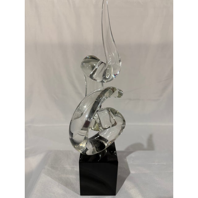 Signed Murano Master, Archimede Seguso Abstract Glass Sculpture on Black Base. For Sale - Image 13 of 13