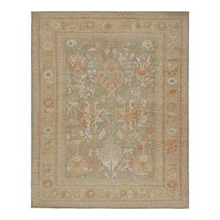 Rug & Kilim’s Oushak Style Rug in Teal Green With All Over Floral Patterns For Sale
