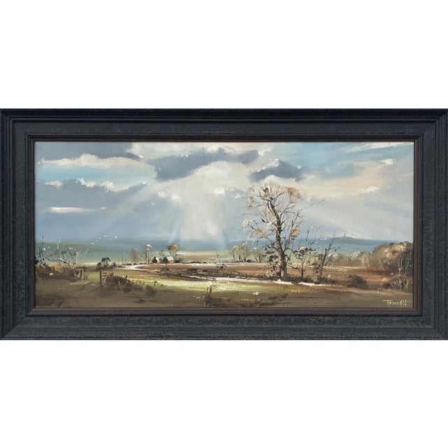 Frank Fitzsimons, Ireland Landscape with Trees, Buildings & Sun Rays by Contemporary Irish Artist, 1985 Circa For Sale - Image 13 of 13