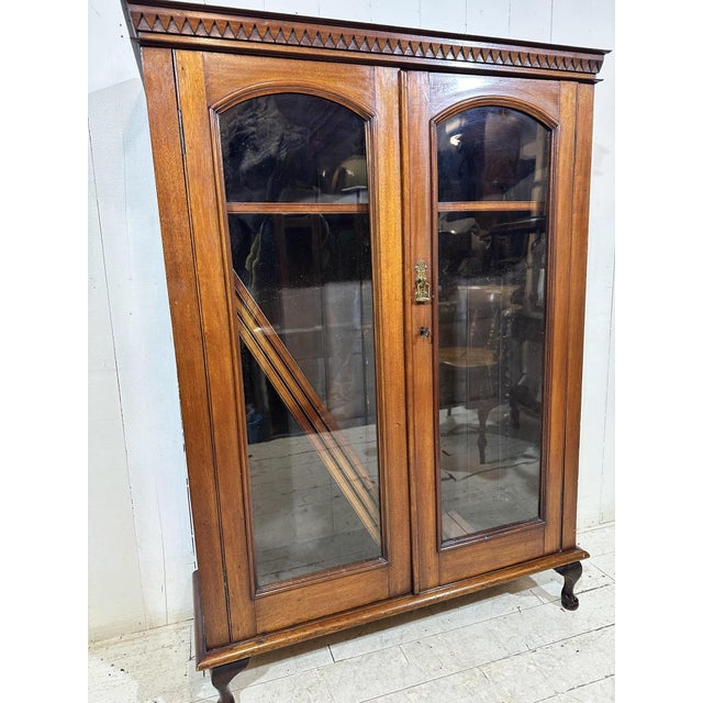 Victorian Adjustable Shelf Mahogany Bookcase with Glass Double Doors, 1850 For Sale - Image 12 of 15