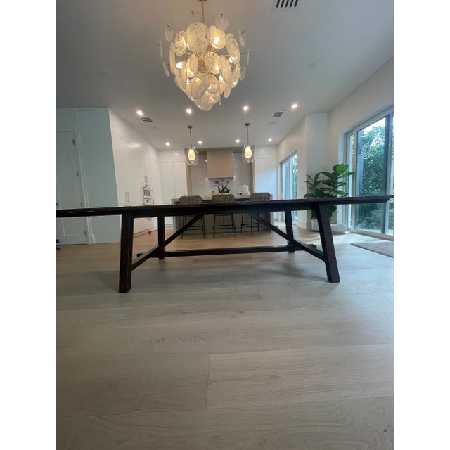 Bausman Trapezoid Trestle Dining Table in Solid Alderwood 136” With Extensions For Sale - Image 10 of 11