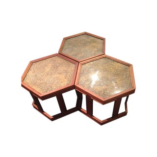 John Keal Brown Saltman Hexagonal Side Tables For Sale
