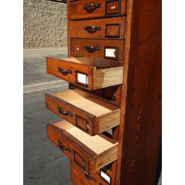 Brown Antique 79" English Notary 18 Drawers File Cabinet For Sale - Image 8 of 12