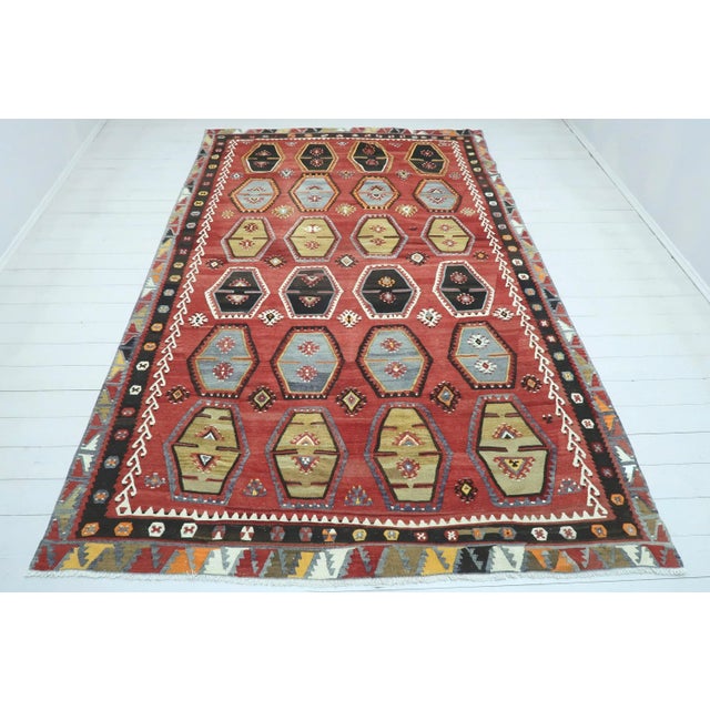 Vintage Turkish Sivas Nomad's Kilim Large Rug For Sale - Image 13 of 13