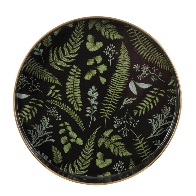 Bring a touch of nature-inspired style to your entertaining with this Botanical Fern Round Serving Tray. Featuring a lush...