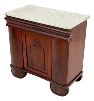 American Classical Marble Top Mahogany Cabinet