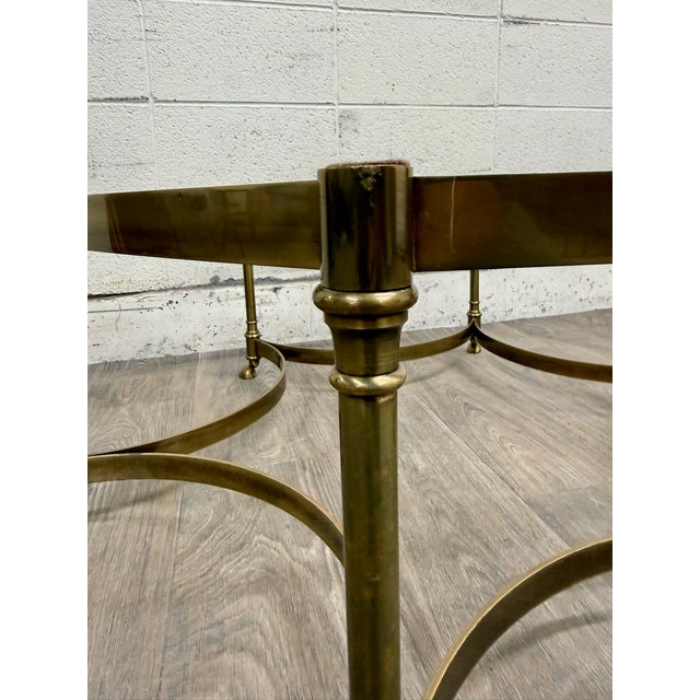 Brass Vintage Mid Century Labarge Style Brass Hexagonal Coffee Table Cocktail Table For Sale - Image 8 of 11