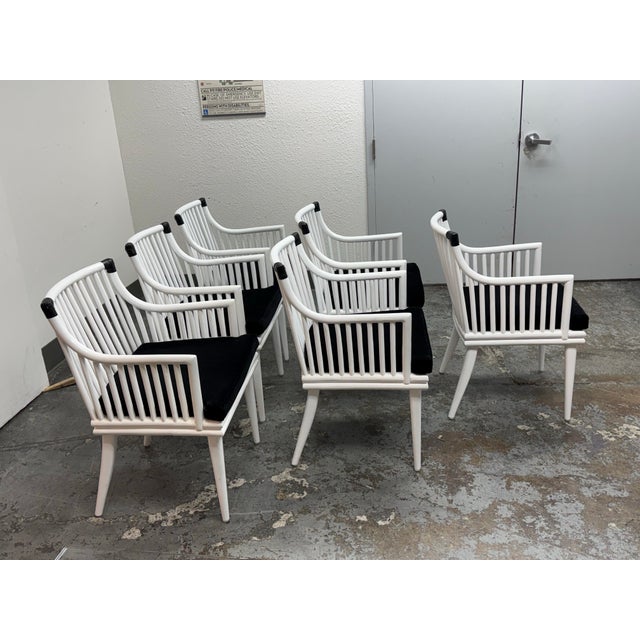 CB2 Cb2 Mae Rattan Dining Armchairs, Set of Six For Sale - Image 4 of 12