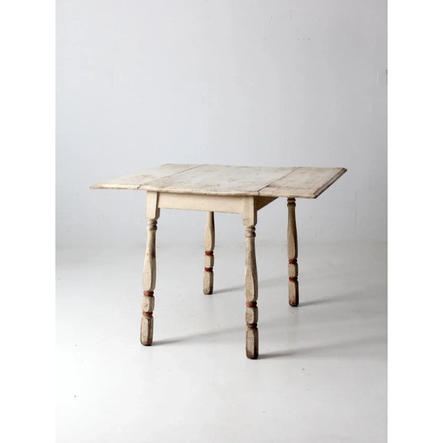 Wood Antique Drop Leaf Kitchen Table For Sale - Image 7 of 12