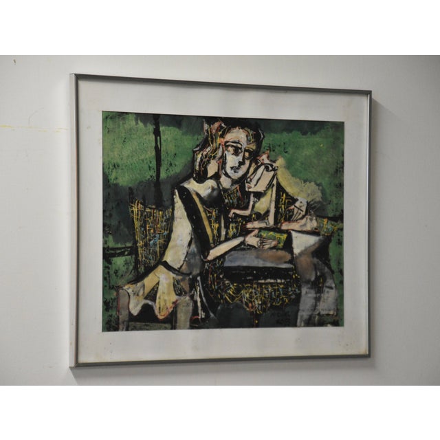 An abstract cubist watercolor painting by Michael Ross. 28.25” wide. 22.5” tall.