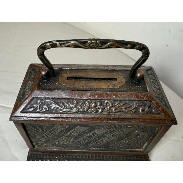 19th Century Rare 19th Century Antique Cast Iron State Savings Bank St Paul Minn Still Bank For Sale - Image 5 of 12