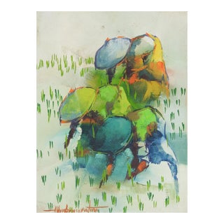 Vintage Mid 20th Century Modernist Rice Planters Painting For Sale