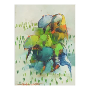 Vintage Mid 20th Century Modernist Rice Planters Painting