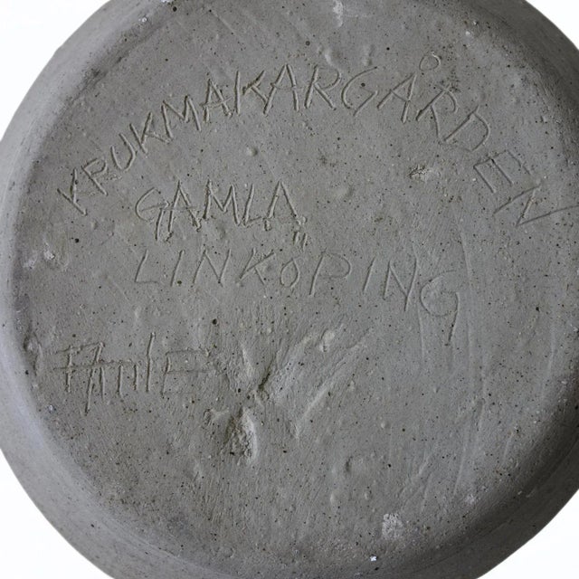 Large Vintage Handmade Ceramic Glazed Bowl from Krukmarakergården, Linköping For Sale - Image 4 of 6