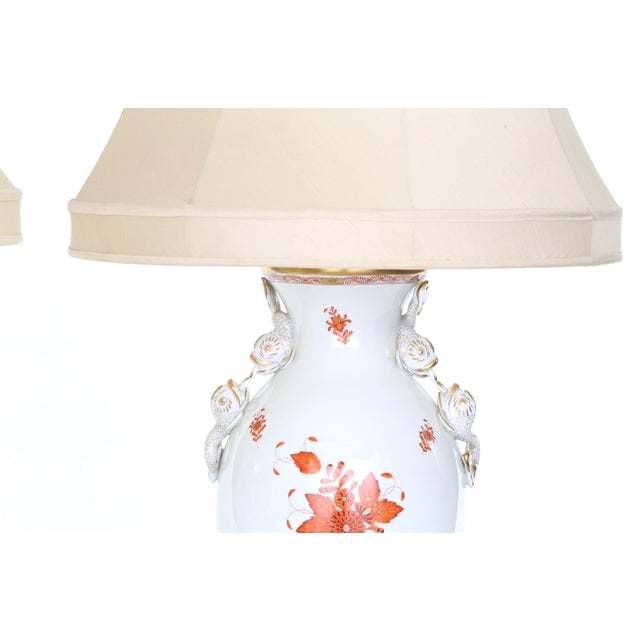 Herend Porcelain / Brass Base Pair Table Lamps Chairish