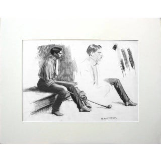 Early 20th Century "Young Golfer" Figurative Study Drawing For Sale