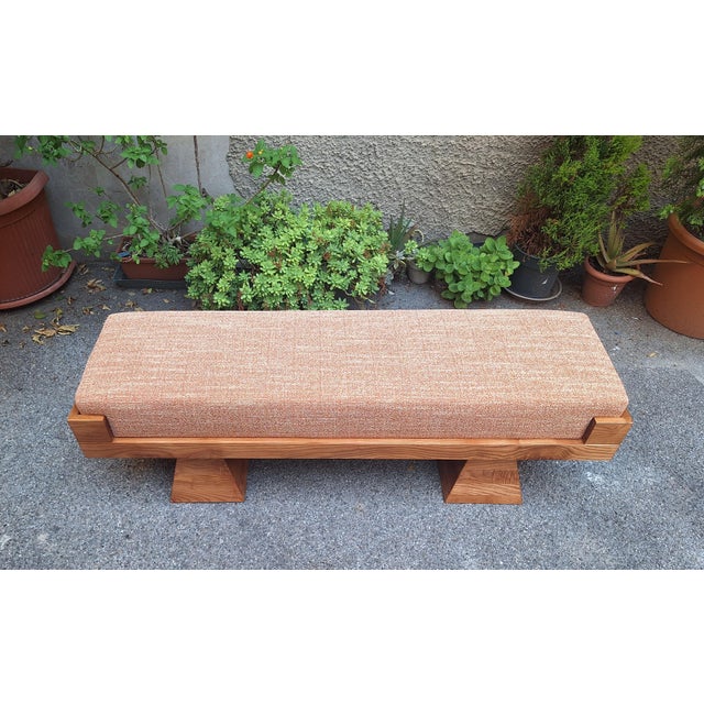 Bench with Pyramid Legs and Stain-Resistant Multi-Color Fabric from Artigianato Italiano, 2000s, in Flawless conditions....