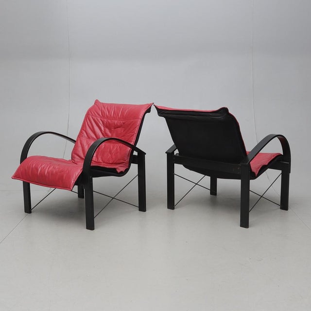 1980s Vintage Chairs in Leather by Tord Björklund for Ikea, 1980s, Set of 2 For Sale - Image 5 of 8