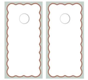 Chairish x The Muddy Dog Scalloped Cornhole Boards, Mist/Terra Cotta - 2 Boards + 8 Toss Bags