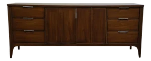 Kent Coffey Solid Walnut MCM Mid Century Modern 76" Triple Dresser 7702