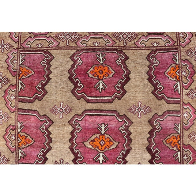 Camel Antique Kurdish Gallery Runner With Tribal Design in Repeating Medallions 5'1 X 10'10 For Sale - Image 8 of 11
