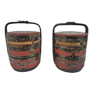 Antique Chinese Wedding Baskets, Pair For Sale