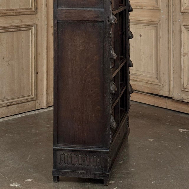 19th Century Renaissance Revival Carved Oak Barrister's Bookcase For Sale - Image 13 of 18