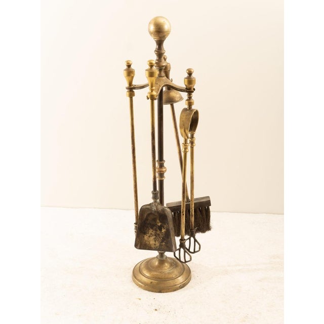 Brass Fireplace and Spark Guard Kit, 1970s, Set of 6 For Sale - Image 6 of 9