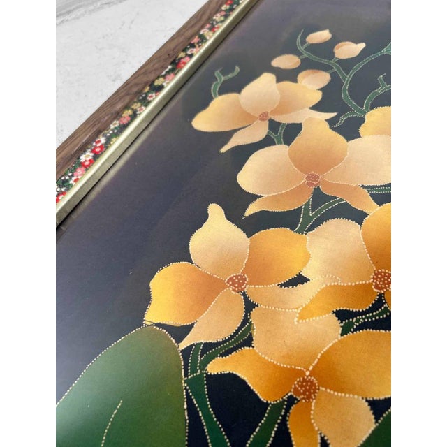 Yūzen Flower Decoration on Silk, Japan, 1950s For Sale - Image 11 of 14