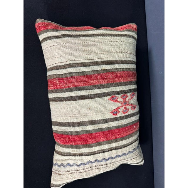 Turkish Hemp Pillow Cushion Natural Beige Red Pillow Cushion Cover 16" x 24" #30176 Enhance your home decor with our Kilim...