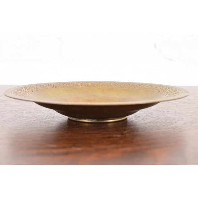 Art Deco Tiffany Studios New York Bronze Doré Shallow Bowl or Plate With Decorative Border For Sale - Image 3 of 8