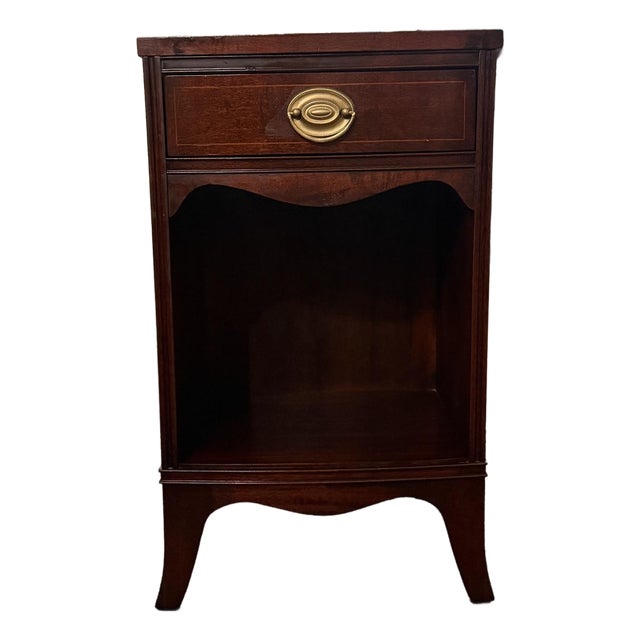 Restored Vintage Drexel Genuine Mahogany Nightstand With Brass Hardware For Sale