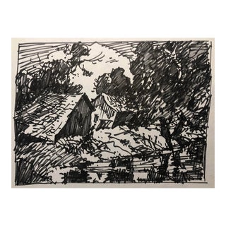 1940s Henry Gasser Landscape Drawing For Sale