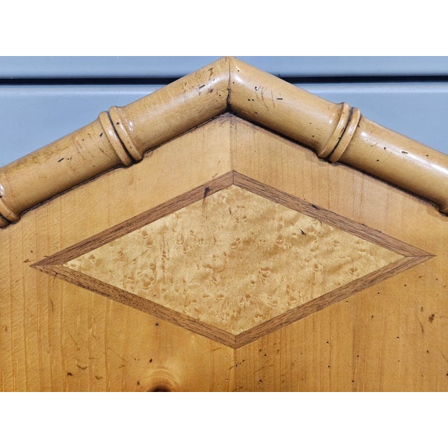 Late 20th Century Baker Birdseye Maple and Faux Bamboo Mirror For Sale - Image 9 of 12