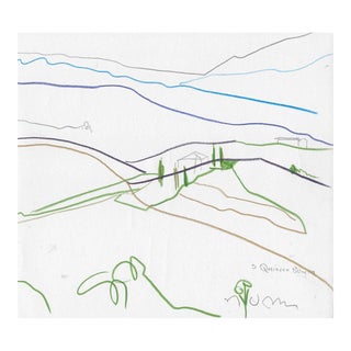 1190s Norbert Voelkel European Landscape Drawing For Sale