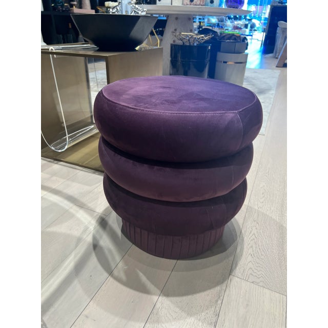 Houtique Purple Pompa Pouf For Sale - Image 4 of 4