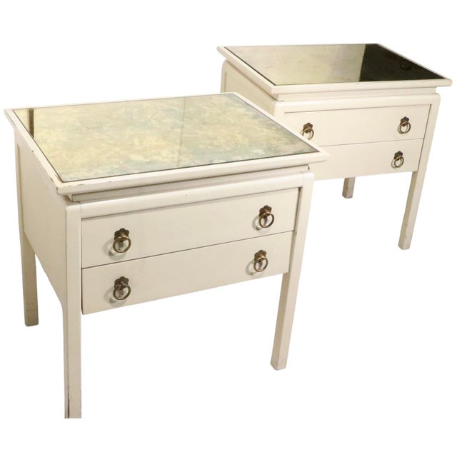 Pr. Hollywood Regency Style Mirror Top Nightstands by American of Martinsville For Sale - Image 17 of 18