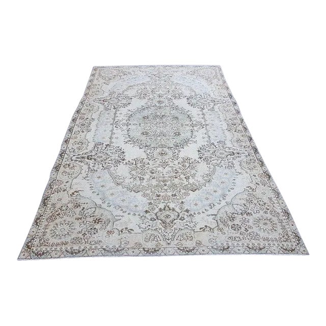 1960s Oushak Handknotted Wool Rug For Sale