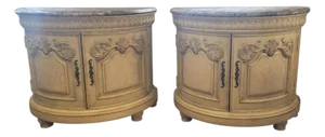 1990s Fine Pair of Contemporary Marble Top Demilune Dresser