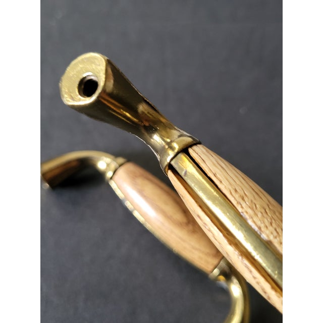Vintage Belwith Brass & Oak Wood Cabinet Drawer Pulls For Sale - Image 9 of 10