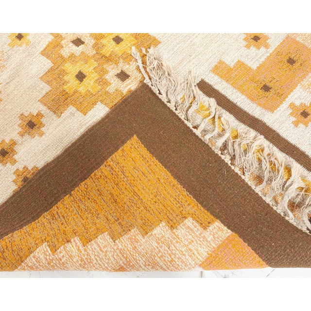 Amber Doris Leslie Blau Swedish Flat Weave Rug by Mary Sandberg For Sale - Image 8 of 8