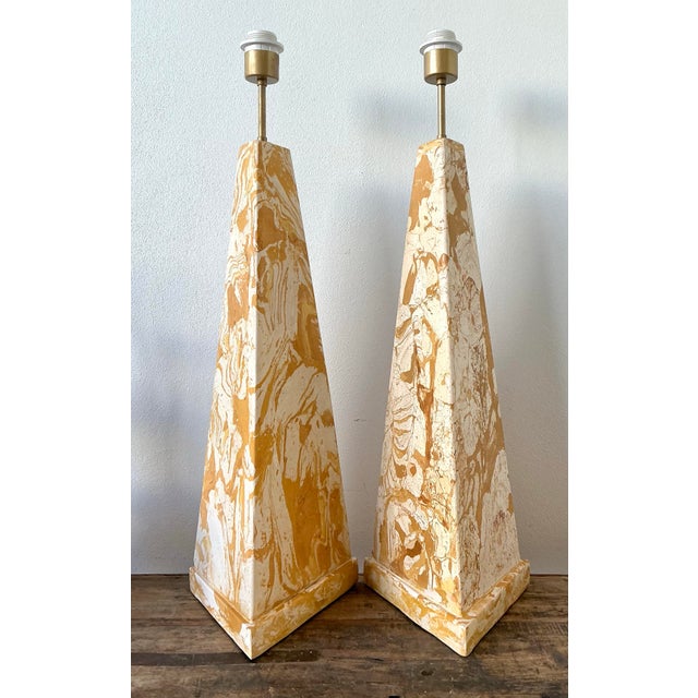 Vintage Italian Scagliola Pigmented Plaster Table Lamps For Sale - Image 12 of 12