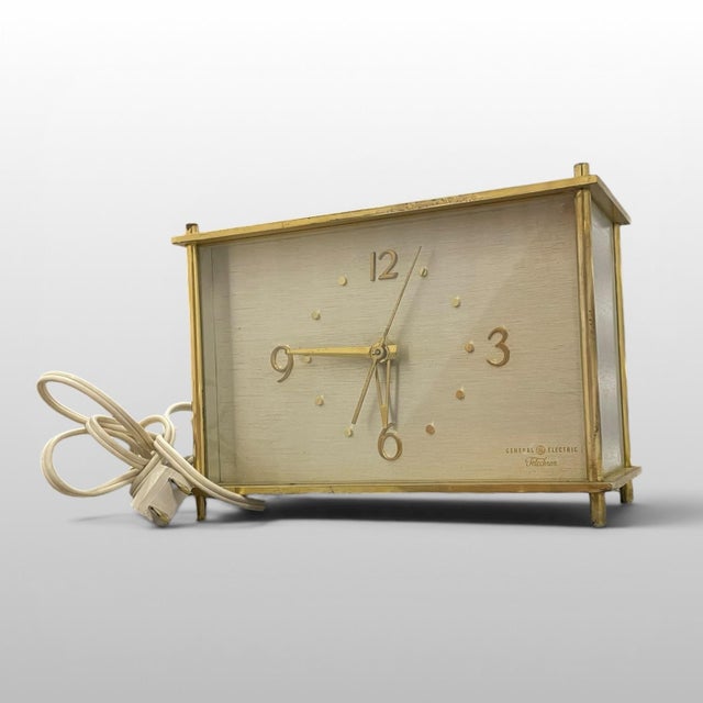 Vintage Ge Telechron Brass Desk Clock Mid Century Modern West Germany For Sale - Image 9 of 10
