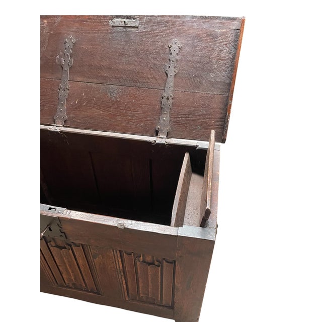 16th Century Gothic Oak Linenfold Coffer, 1500s For Sale - Image 5 of 6
